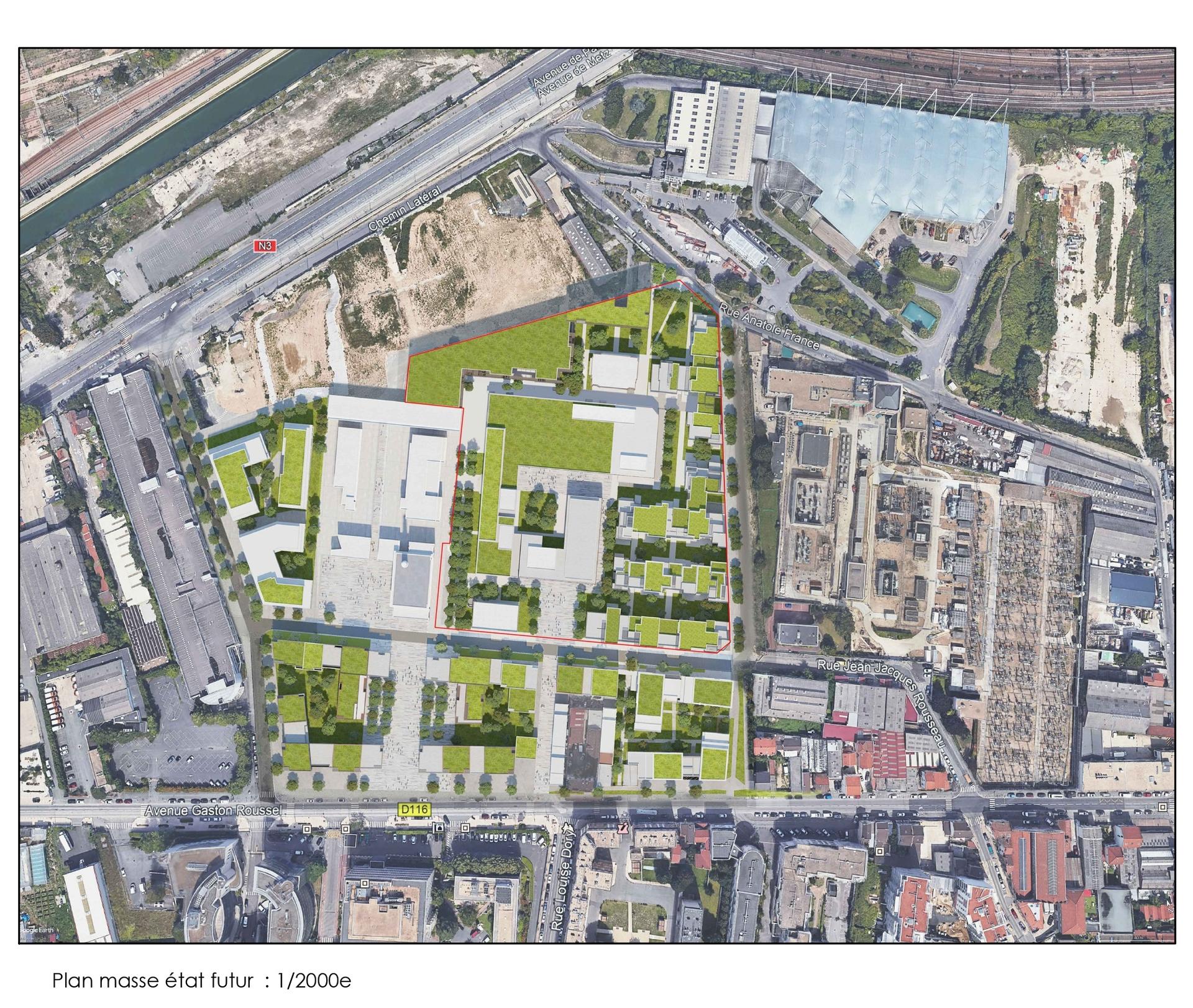 plan de masse de l'extension du quartier culturel (ex-site Fareva)